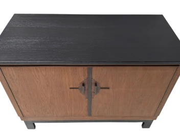Art Deco Modernist Sideboard or credenza with Black Lacquered Top, 1930s